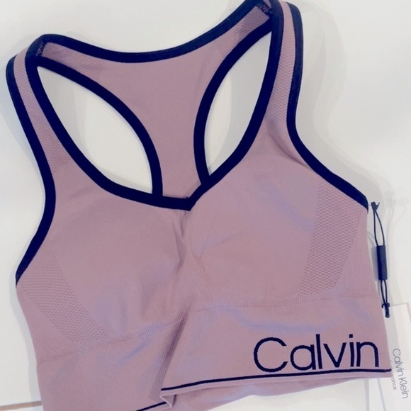 Calvin Klein Performance Womens Purple Medium Impact Workout Sports Bra - Picture 8 of 13